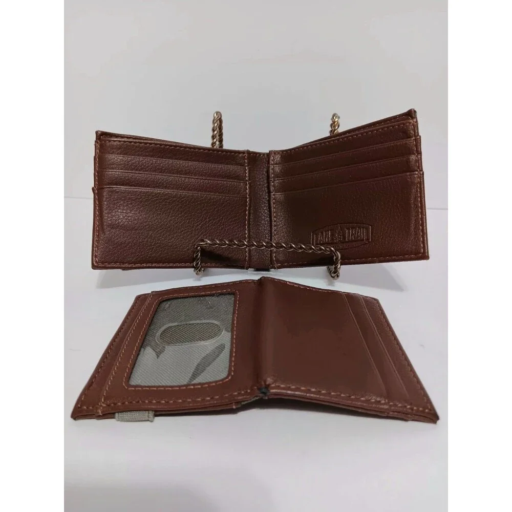 Lake & Trail Green Canvas / Brown Leather Bi-fold Men's Wallet 4.25